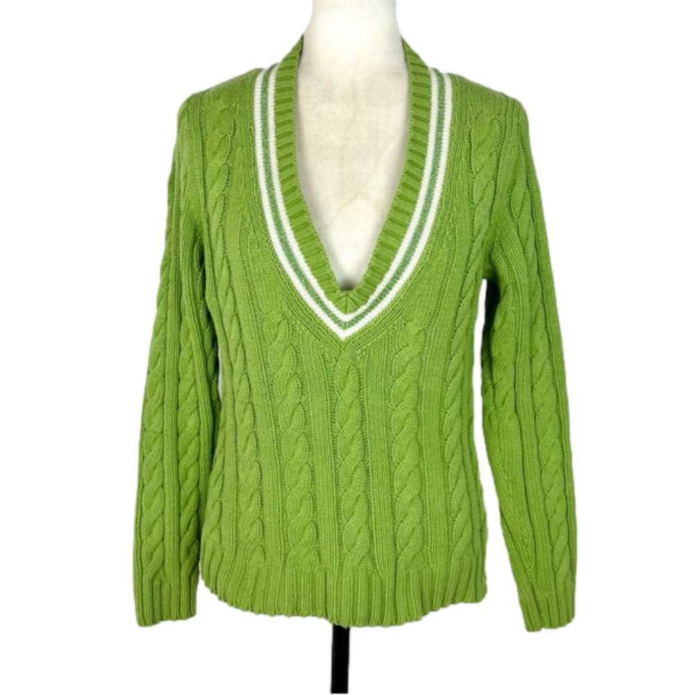 Tommy Hilfiger green v-neck sweater